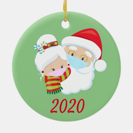 Kerstmis Masker Santa en Mrs Claus Keramisch Ornament (Achterkant)