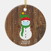 Kerstmis Masker Snowman 2020 Hout Keramisch Ornament (Voorkant)