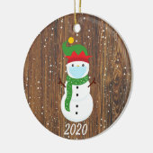 Kerstmis Masker Snowman 2020 Hout Keramisch Ornament (Links)