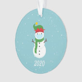 Kerstmis Masker Snowman 2020 Quarantine Ornament (voorkant)