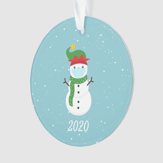 Kerstmis Masker Snowman 2020 Quarantine Ornament (voorkant)