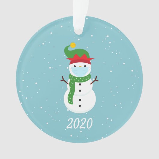 Kerstmis Masker Snowman 2020 Quarantine Ornament (voorkant)