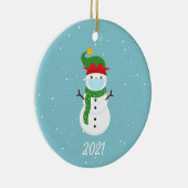 Kerstmis Masker Snowman 2021 Keramisch Ornament (Rechts)