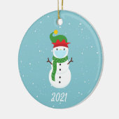 Kerstmis Masker Snowman 2021 Keramisch Ornament (Links)
