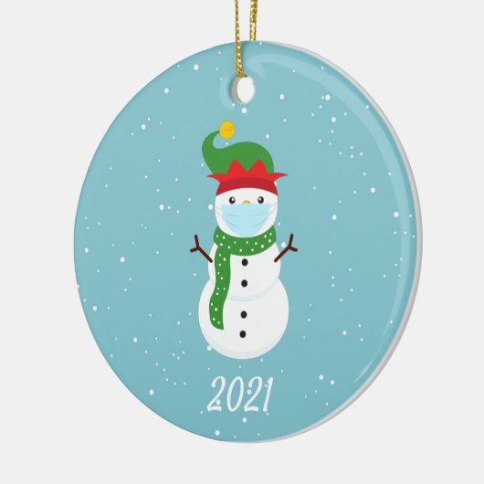 Kerstmis Masker Snowman 2021 Keramisch Ornament (Links)