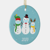Kerstmis Masker Snowman Familie 2020 Keramisch Ornament (Rechts)