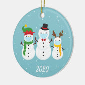Kerstmis Masker Snowman Familie 2020 Keramisch Ornament (Links)