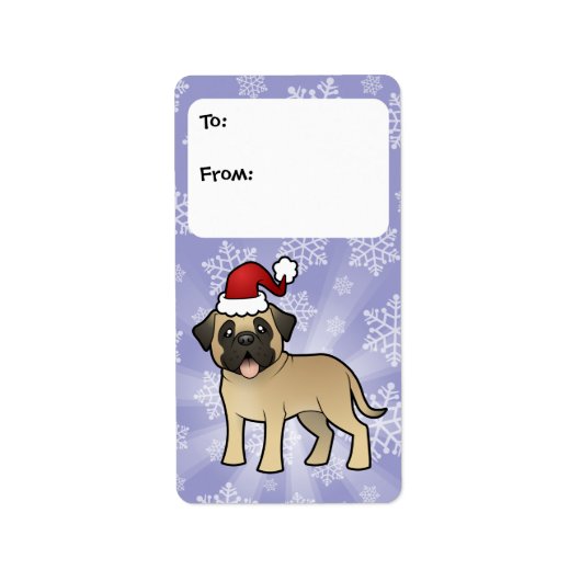 Kerstmis Mastiff / Bullmastiff Etiket (Voorkant)