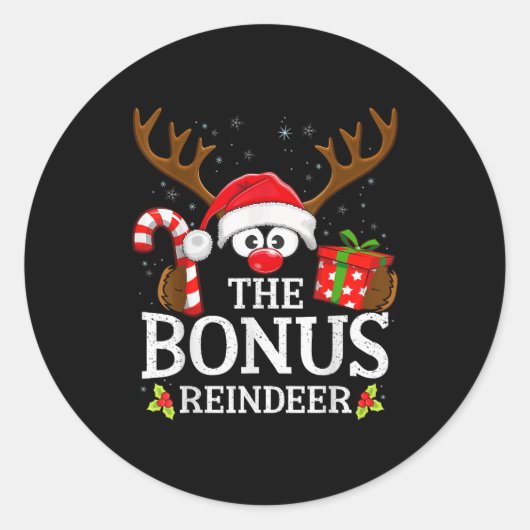 Kerstmis Matching De Bonus Rendier Familie  Ronde Sticker (Voorkant)