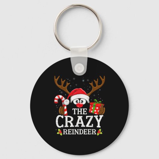 Kerstmis Matching De Crazy Rendier Familie  Sleutelhanger (Voorkant)