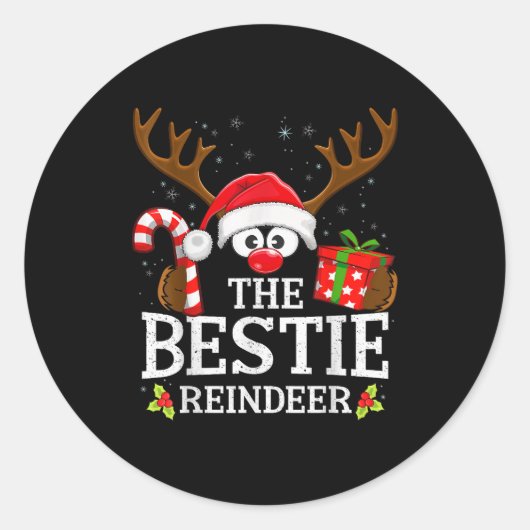 Kerstmis Matching De Ie Rendier Familie  Ronde Sticker (Voorkant)