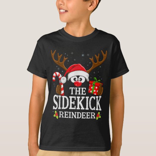 Kerstmis Matching De Sidekick Rendier Familie T-shirt (Voorkant)