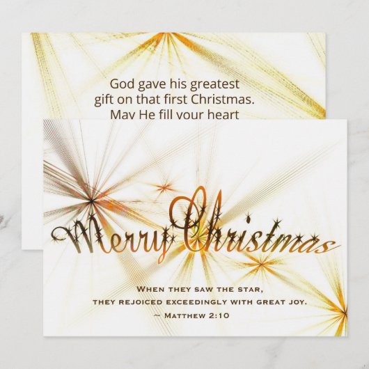 Kerstmis, Matthew 2:10 Modern Star Design Flat Feestdagenkaart (Voorkant / Achterkant)