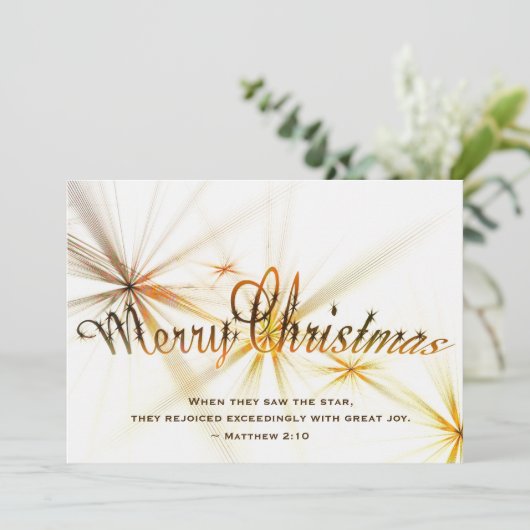 Kerstmis, Matthew 2:10 Modern Star Design Flat Feestdagenkaart (Staand voorkant)
