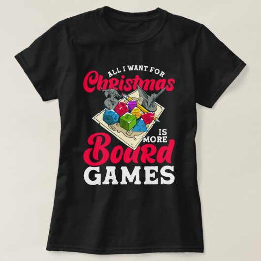 Kerstmis meer bordspellen bordspel gamer t t-shirt (Design voorkant)