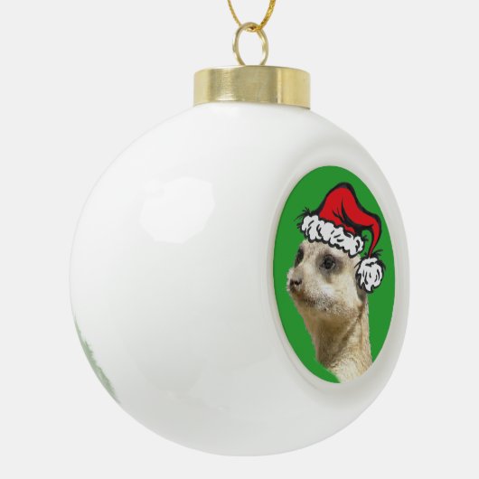 Kerstmis Meerkat Cust. Keramische Bal Ornament (Links)