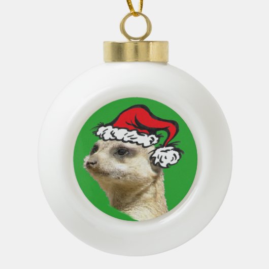 Kerstmis Meerkat Cust. Keramische Bal Ornament (Voorkant)