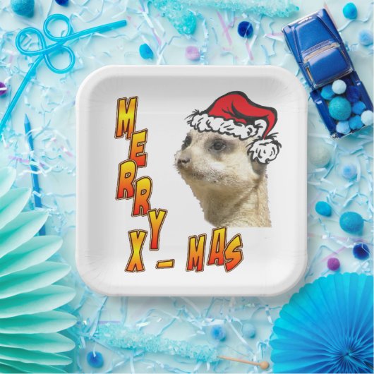 Kerstmis Meerkat Merry Xmas Square Paper Bord (Feest)
