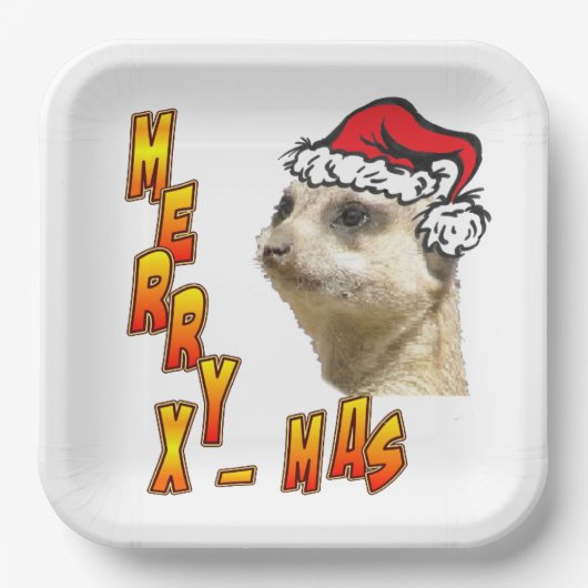 Kerstmis Meerkat Merry Xmas Square Paper Bord (Voorkant)