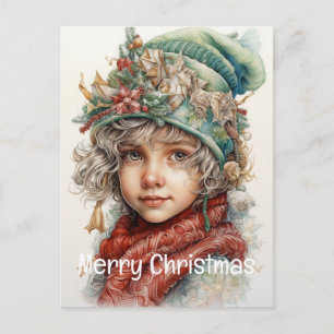 Kerstmis Meisje Aangepast 22 van 25 Feestdagenkaart