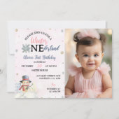 Kerstmis Meisje ONEderland Foto uitnodiging (Voorkant)