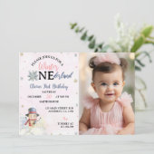 Kerstmis Meisje ONEderland Foto uitnodiging (Staand voorkant)