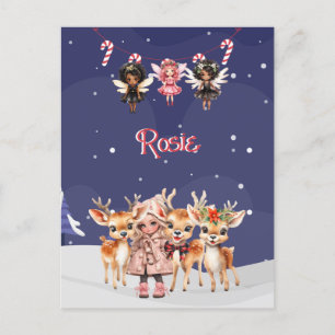 Kerstmis Meisje Rendier Candy Cane Fairies Briefkaart