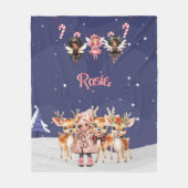 Kerstmis Meisje Rendier Candy Cane Fairies Fleece Deken (Voorkant)