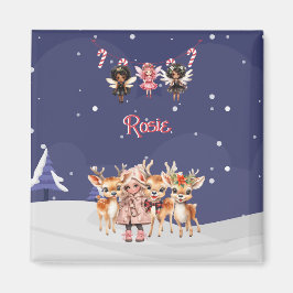 Kerstmis Meisje Rendier Candy Cane Fairies Magneet