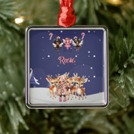 Kerstmis Meisje Rendier Candy Cane Fairies Metalen Ornament