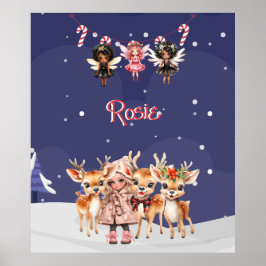 Kerstmis Meisje Rendier Candy Cane Fairies Poster