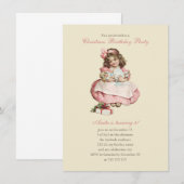 Kerstmis  meisje roze kaart (Voorkant / Achterkant)