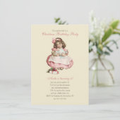 Kerstmis  meisje roze kaart (Staand voorkant)