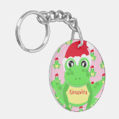 Kerstmis Meisje Roze Kikker Santa Hoed Patroon Sleutelhanger (Voorkant Links)