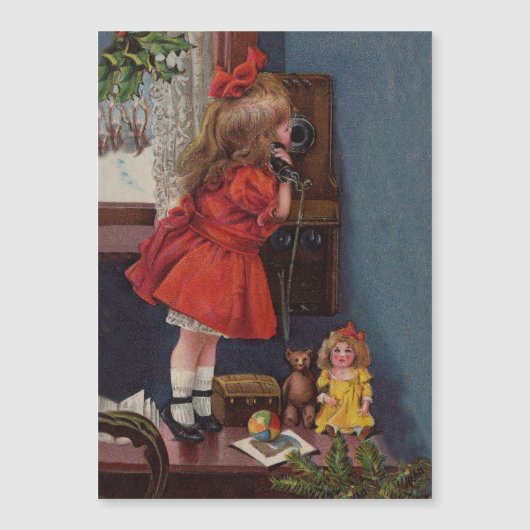 Kerstmis Meisje Telefoon Antiek (Voorkant)