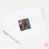 Kerstmis Meisje Telefoon Antiek Vierkante Sticker (Envelop)
