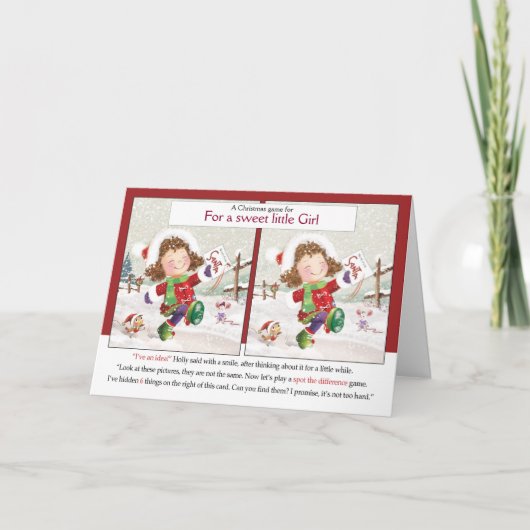 Kerstmis, meisje. Zoek het verschil, Activiteit Kaart (Voorkant)