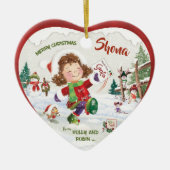 Kerstmis, meisjes, kerstbrief, keramisch ornament (Voorkant)