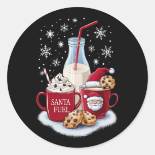 Kerstmis Melk en Cookies Latte Familie Xmas Ronde Sticker