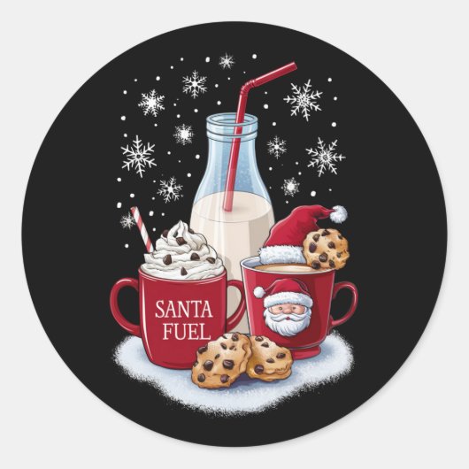 Kerstmis Melk en Cookies Latte Familie Xmas Ronde Sticker (Voorkant)
