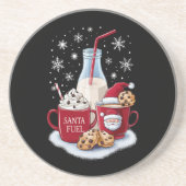 Kerstmis Melk en Cookies Latte Familie Xmas Zandsteen Onderzetter (Voorkant)