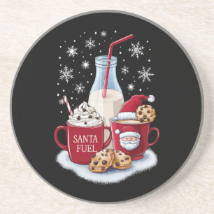 Kerstmis Melk en Cookies Latte Familie Xmas Zandsteen Onderzetter