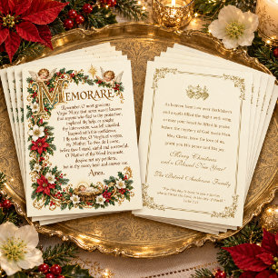 Kerstmis Memorare Gebed Katholiek Vintage Feestdagenkaart