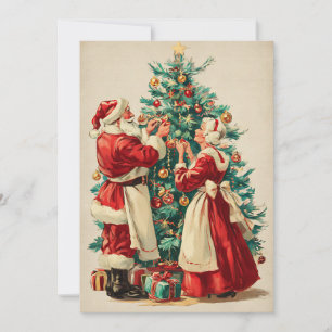 Kerstmis meneer en mevrouw Claus Retro Vintage Een Feestdagenkaart