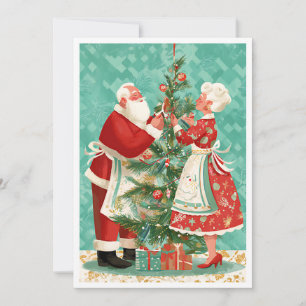 Kerstmis meneer en mevrouw Claus Retro Vintage Een Feestdagenkaart