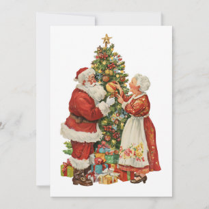 Kerstmis meneer en mevrouw Kerstman Retro Vintage  Feestdagenkaart