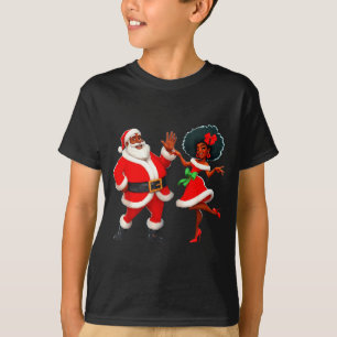 Kerstmis meneer Kerstman mevrouw Claus dansen Afri T-shirt