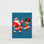 Kerstmis meneer Santa mevrouw Claus dansen Afrikaa Kaart (Voorkant)