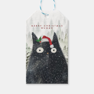Kerstmis mens kat cadeaukaartjes cadeaulabel