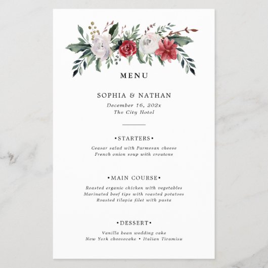 Kerstmis | Menu Floral Holiday Wedding (Voorkant)